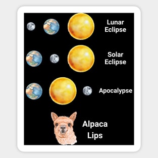 Solar Eclipse 2024 Lunar Apocalypse Alpaca Lips funny design Sticker